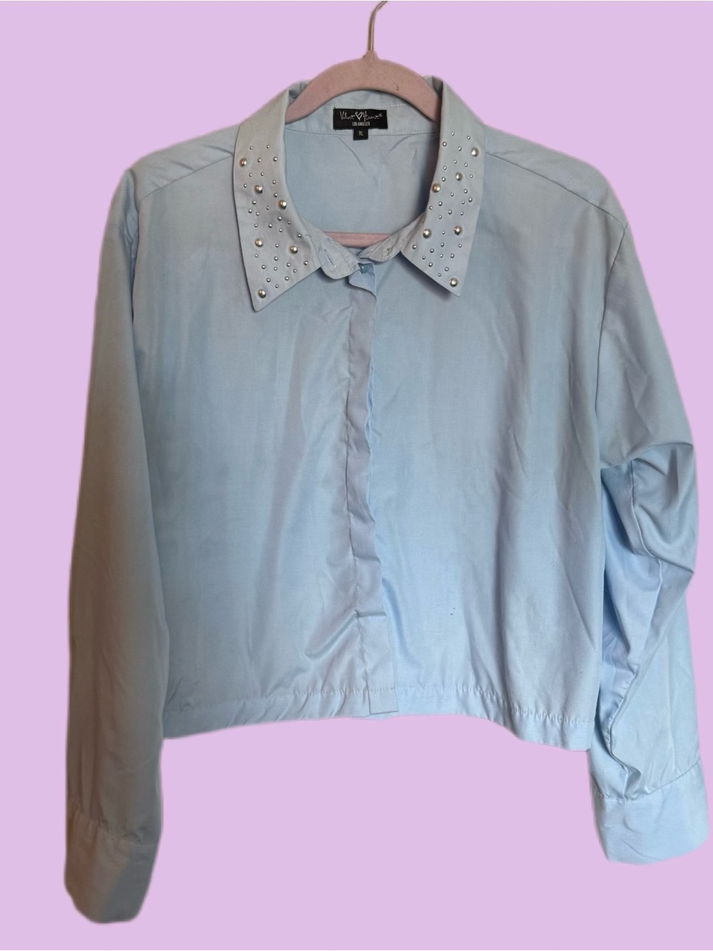 Velvet Heart Light Blue Studded-Collar Button Down Shirt